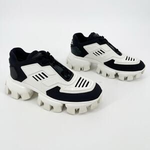 Prada Black White Cloudbust Thunder Logo Chunky Lugsole Sneaker Trainer IT 37.5